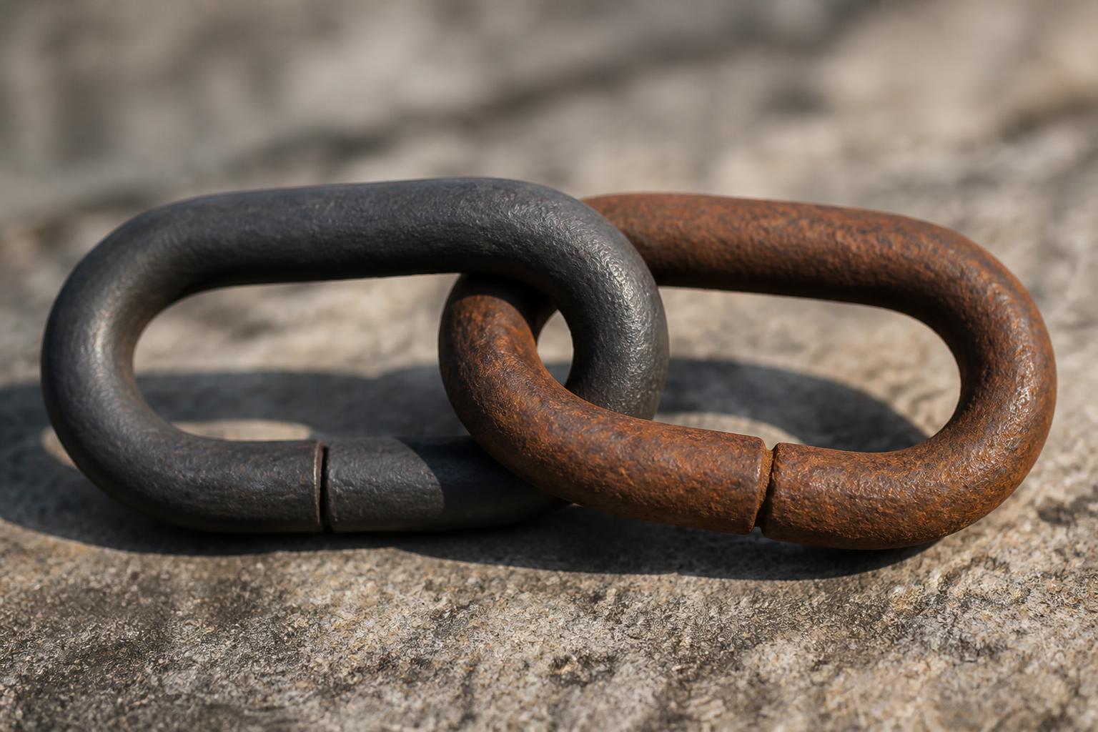 Two hands connecting two puzzle pieces on a wooden desk with a laptop in the background